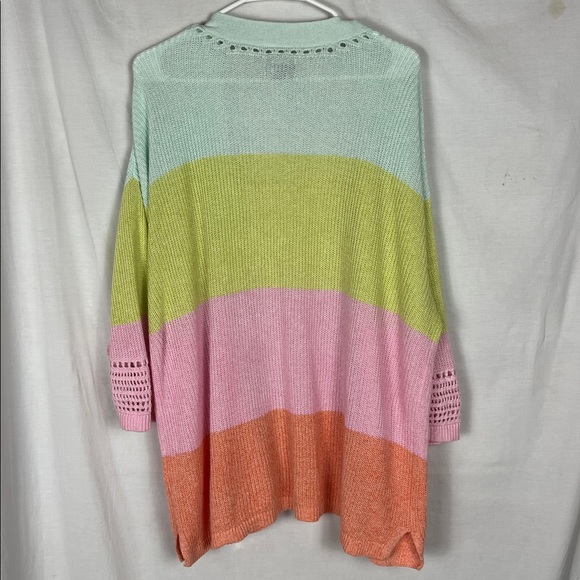 Lands' End Pastel Multicolored Linen Cotton Blend Knit Cardigan - Picture 7 of 7